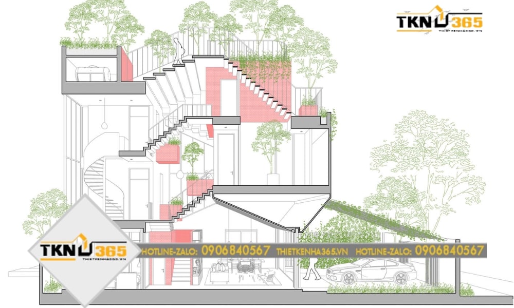 Bản vẽ nhà lệch tầng độc đáo