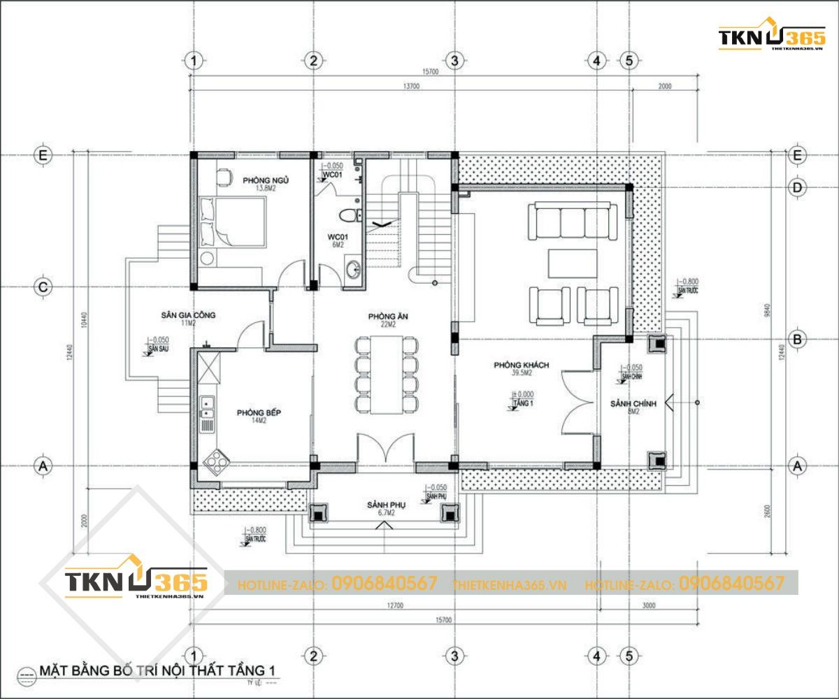 bản vẽ thiết kế nhà 1 tầng