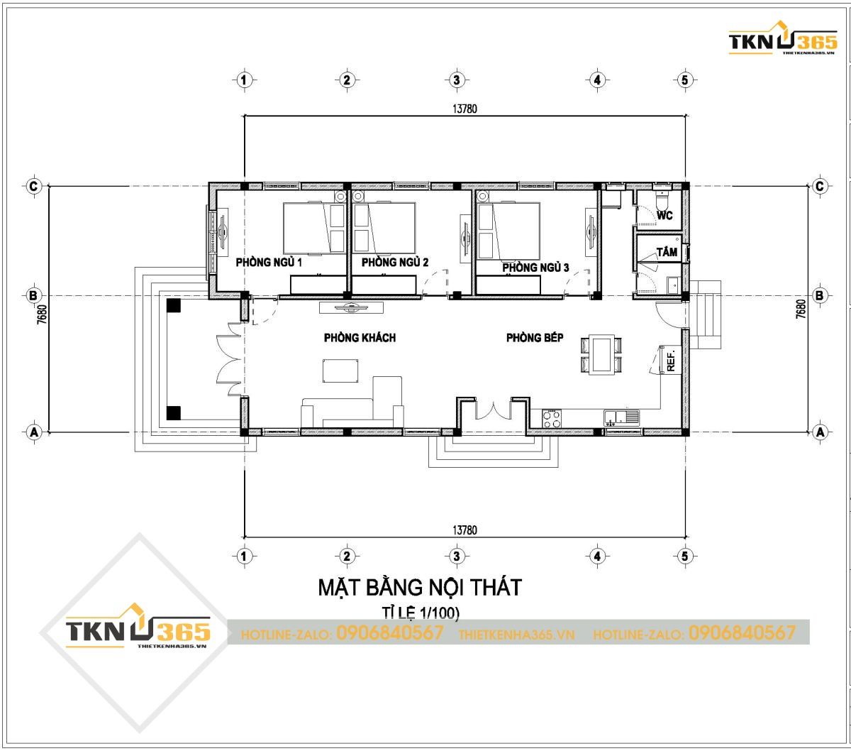 bản vẽ thiết kế nhà 1 tầng