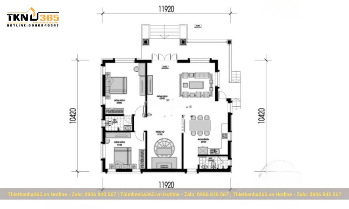 bản vẽ thiết kế nhà 1 tầng