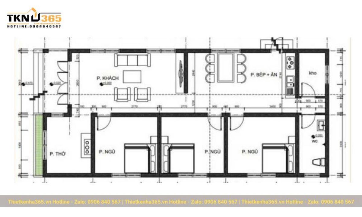 bản vẽ thiết kế nhà 1 tầng
