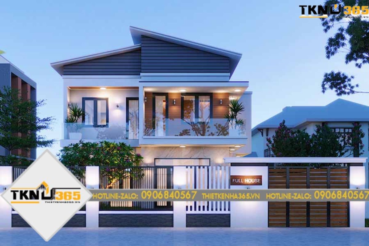 Mẫu mặt tiền nhà 2 tầng đẹp hiện đại