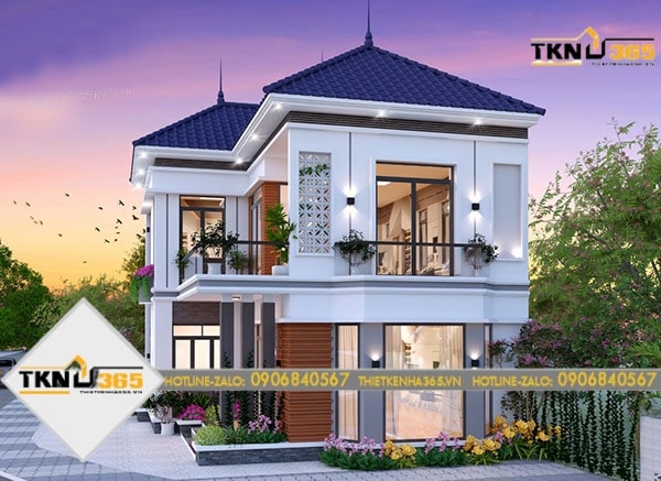 Mẫu thiết kế nhà đẹp 2 tầng dáng chữ L cũng rất được ưa chuộng