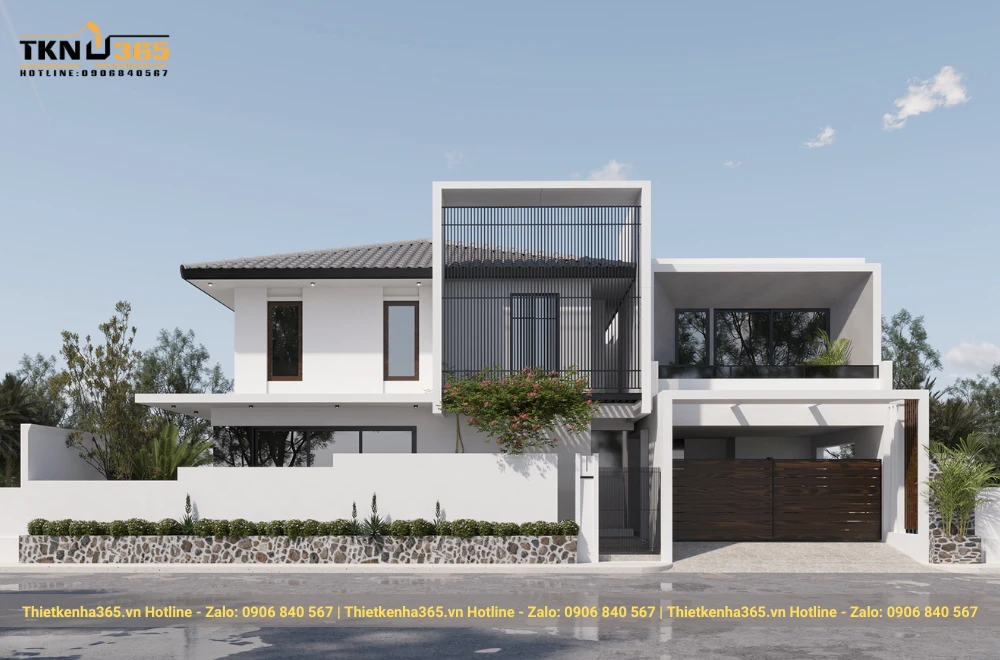 Thiết kế biệt thự 2 tầng mái Nhật