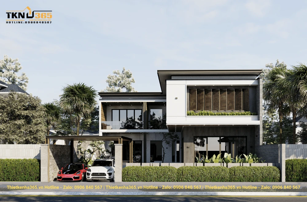 Mẫu biệt thự 2 tầng mái bằng 