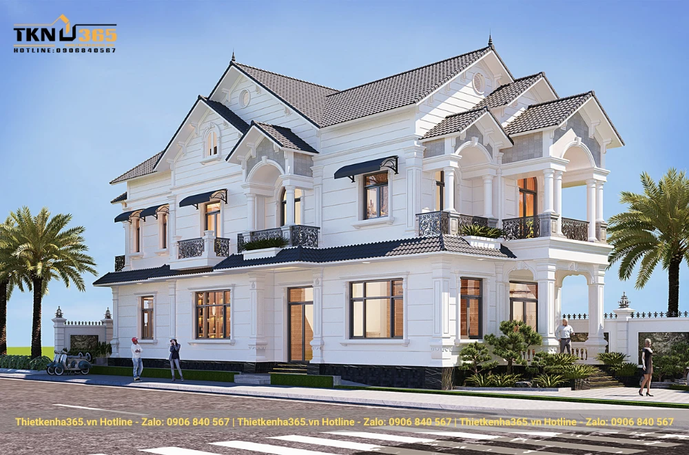 Mẫu thiết kế biệt thự 2 tầng mái Thái