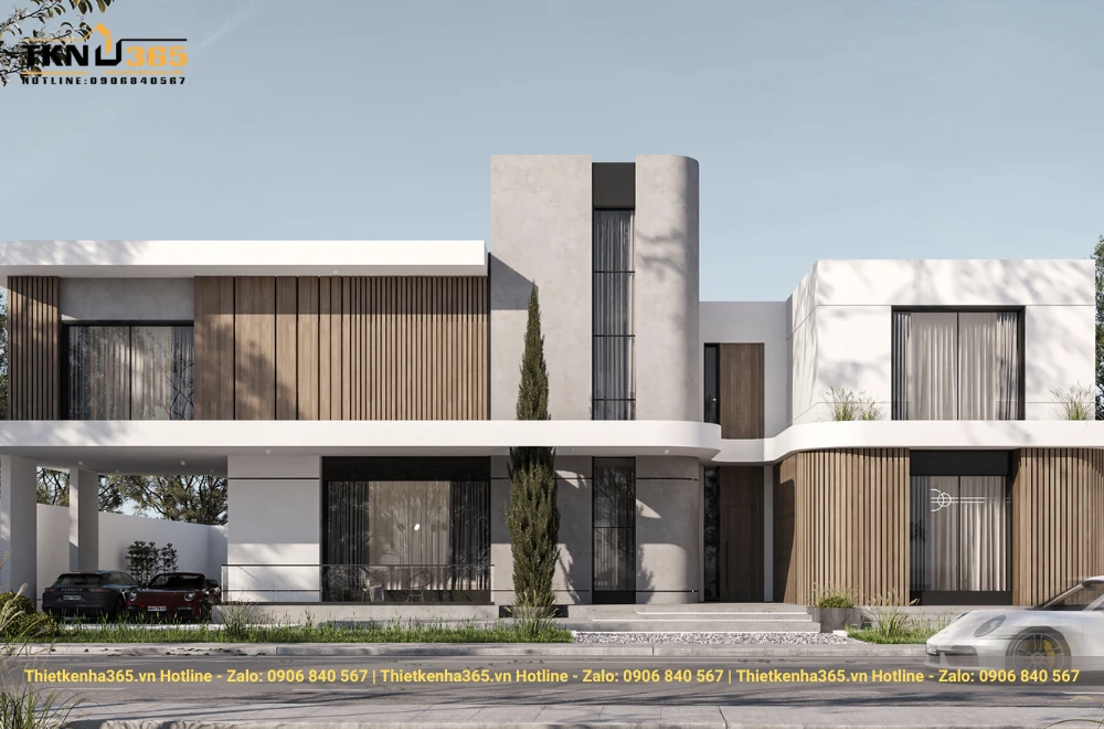 Bản thiết kế biệt thự 2 tầng phong cách hiện đại
