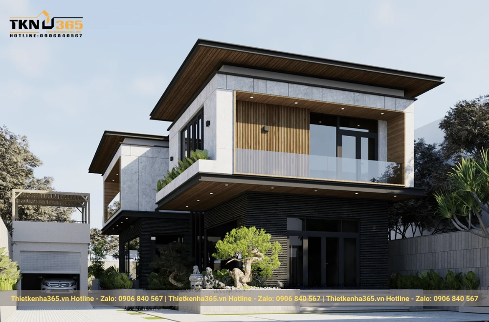 Mẫu thiết kế biệt thự 2 tầng có gara