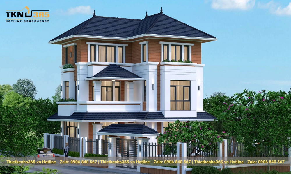 Nhà biệt thự 3 tầng đẹp mái Nhật