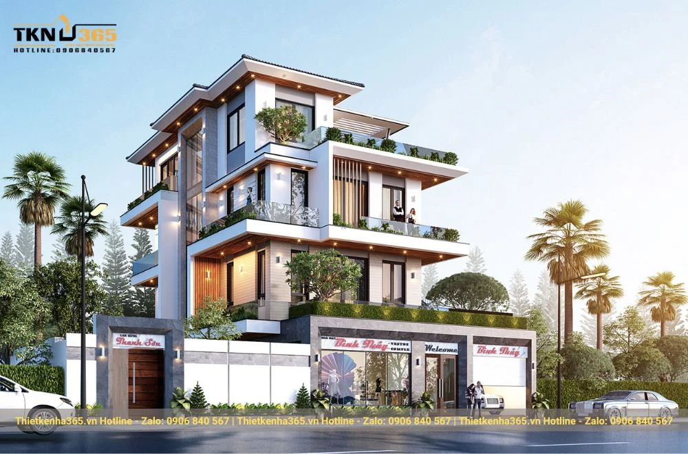 Biệt thự 4 tầng mái bằng