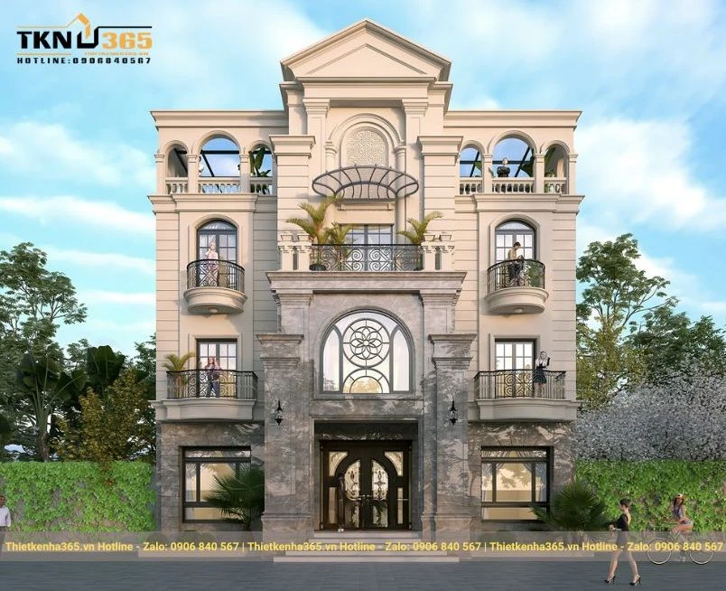 Mẫu biệt thự 4 tầng phong cách tân cổ điển 