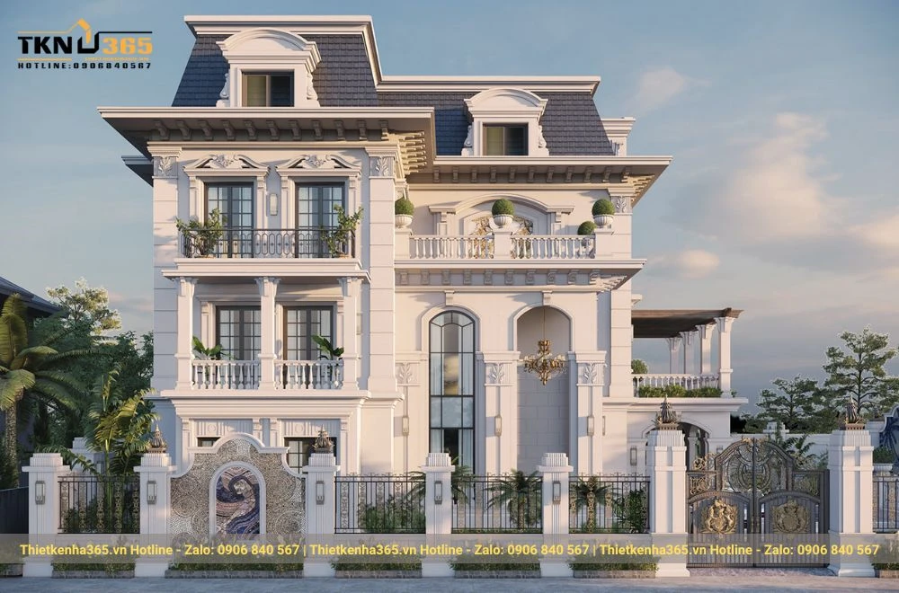 Thiết kế biệt thự 4 tầng cổ điển kiểu Pháp