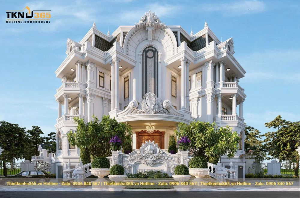 Mẫu biệt thự đẹp 4 tầng phong cách Châu Âu