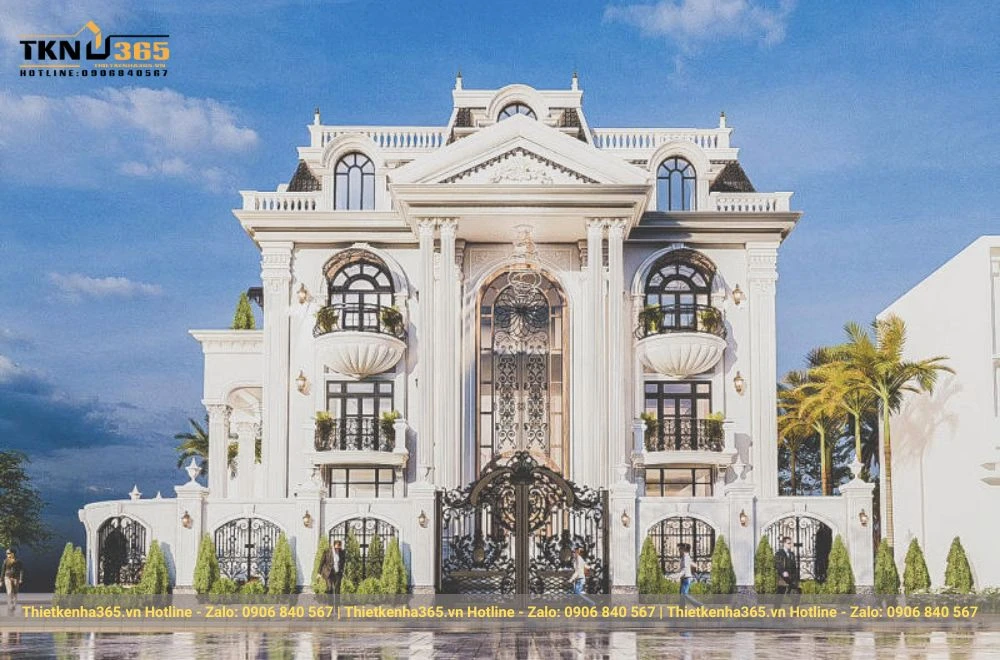 Mẫu biệt thự 4 tầng cổ điển