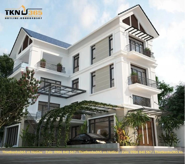 Mẫu thiết kế biệt thự 4 tầng mái Thái 