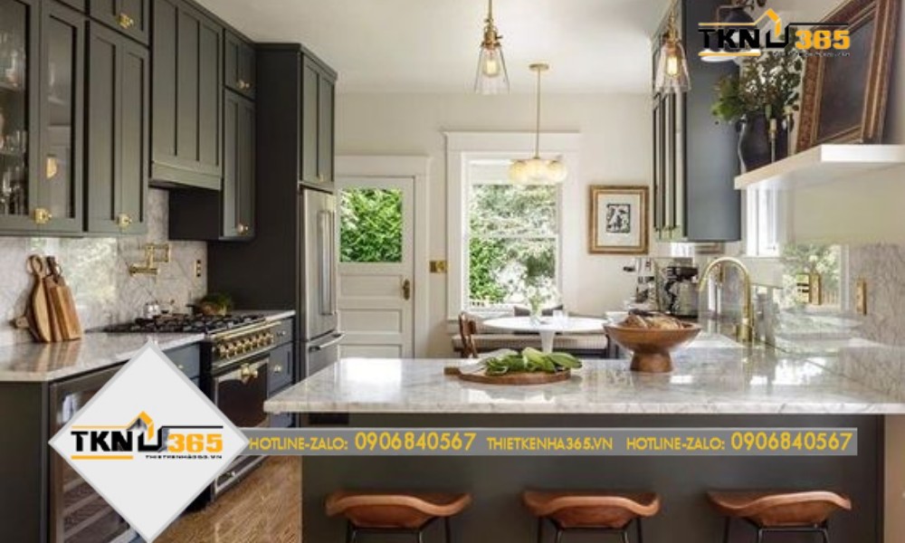 mẫu thiết kế nhà 100m2 với quầy bar ăn uống