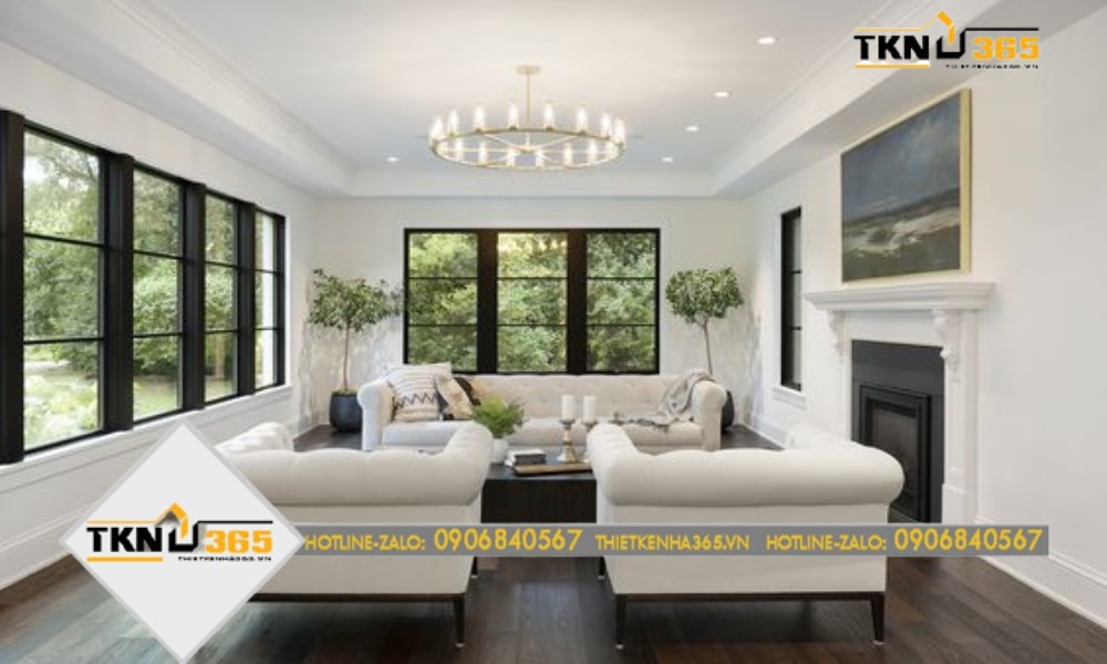 mẫu thiết kế nhà 100m2 với màu trắng chủ đạo