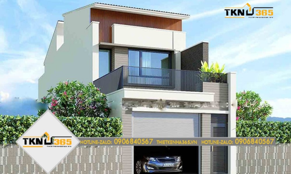 Mẫu thiết kế nhà 100m2 có gara ô tô