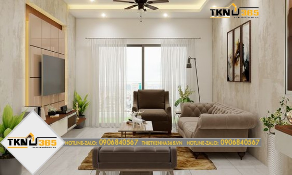mẫu thiết kế nhà 100m2 màu nâu sữa