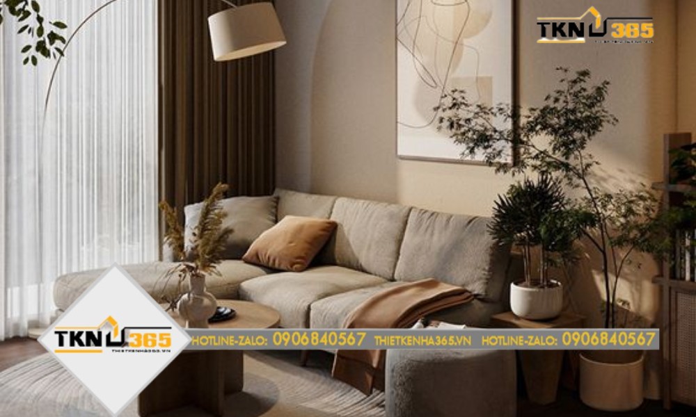 mẫu thiết kế nhà 100m2 trang trí cây xanh