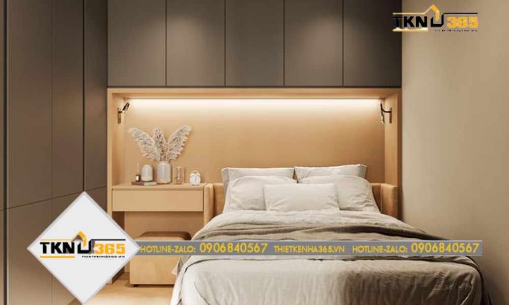 mẫu thiết kế nhà 100m2 với nội thất phòng ngủ thông minh