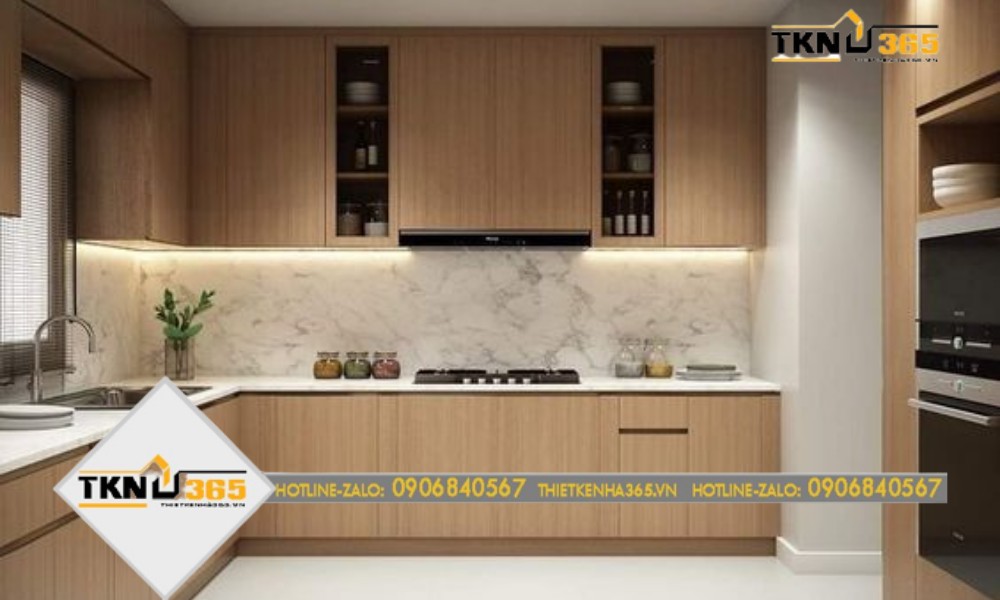 mẫu phòng bếp thiết kế nhà 100m2 tiện dụng