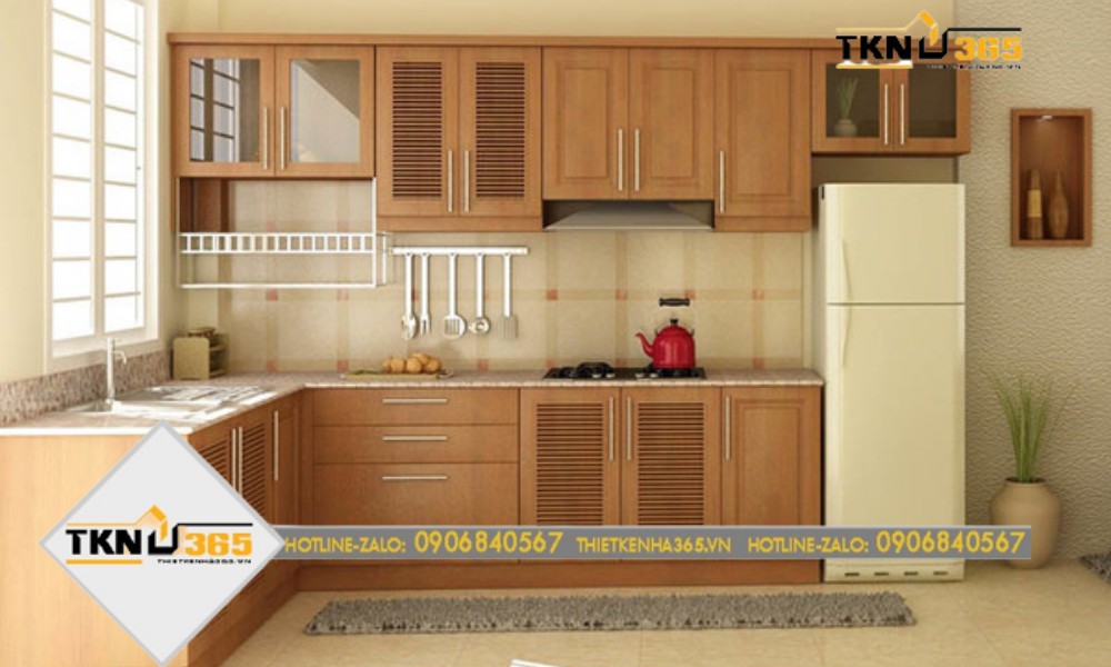 mẫu thiết kế nhà 100m2 với nhà bếp ấm cúng