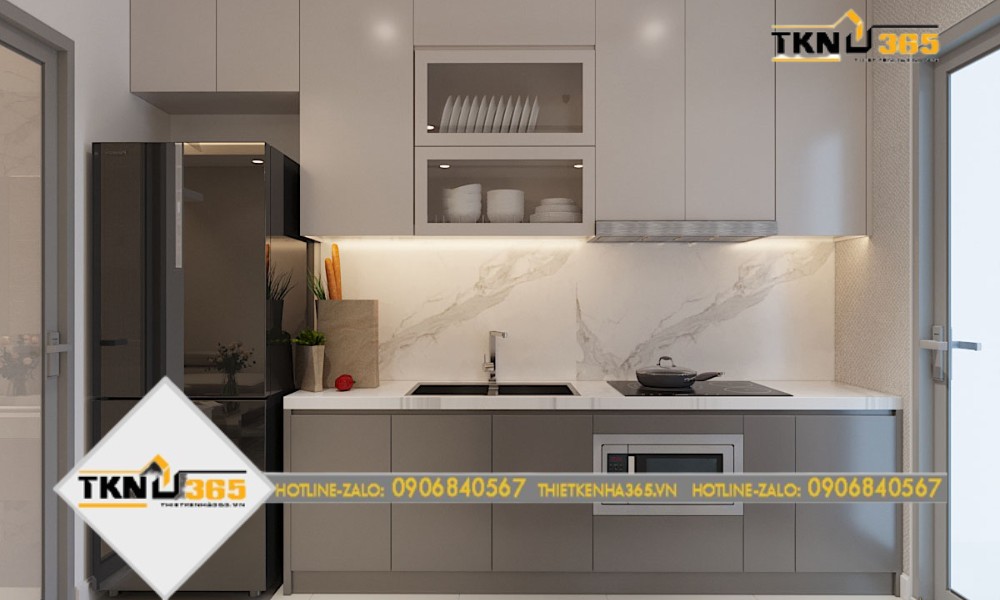 Nhà bếp đầy đủ trang thiết bị, sạch sẽ, thoáng mát