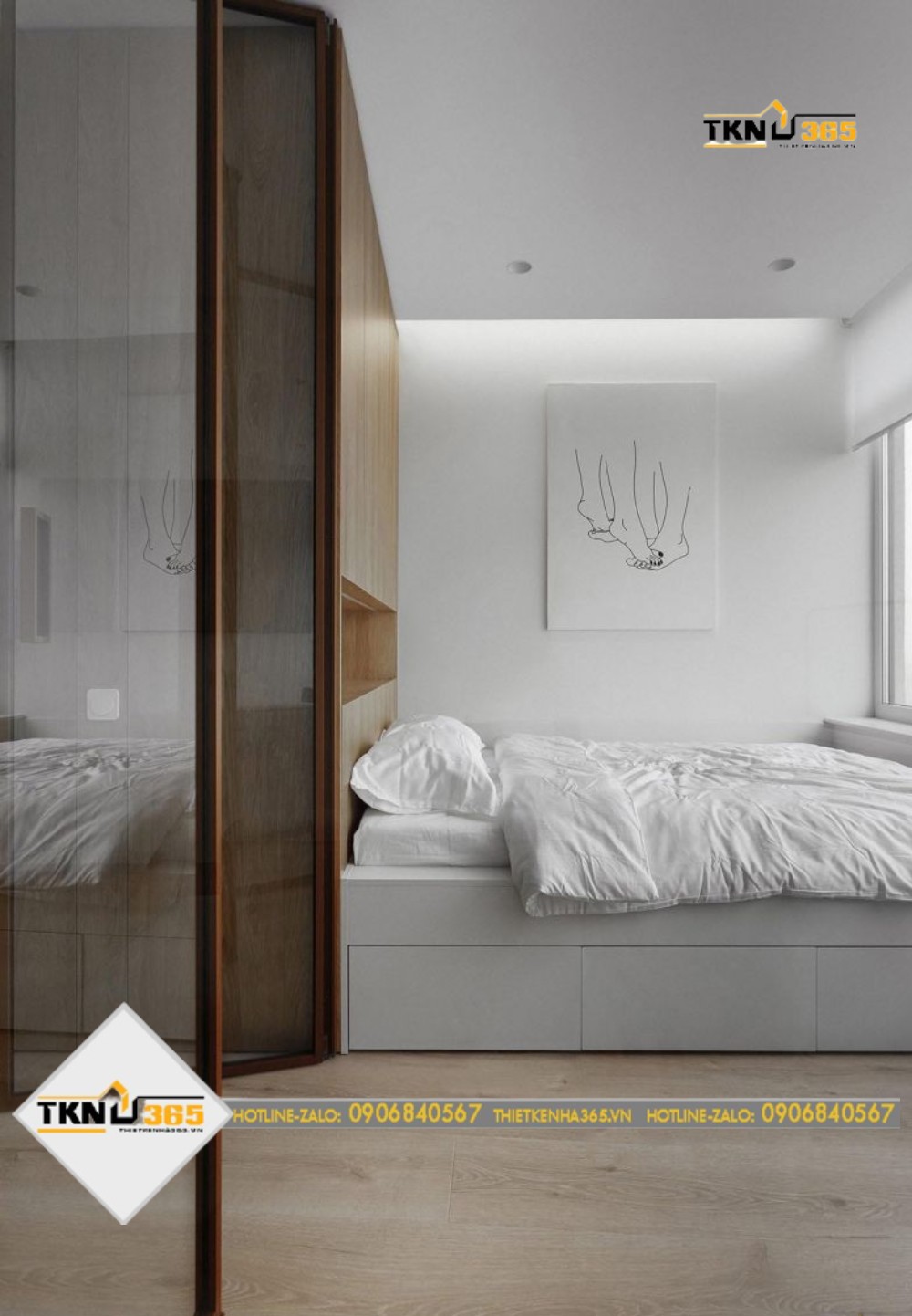 Phòng ngủ thiết kế nhà ống 40m2 đẹp tối giản