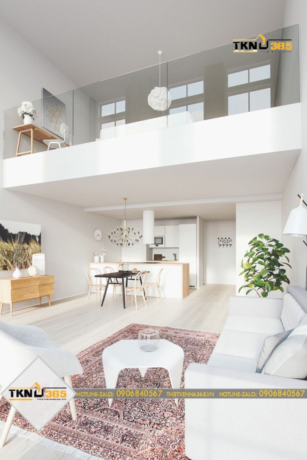 Mẫu thiết kế nhà diện tích nhỏ 20m2 với nội thất màu trắng