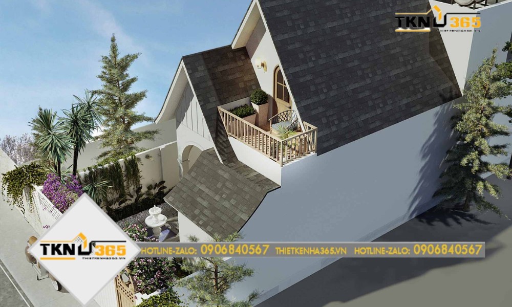 Mẫu nhà phố có tầng áp mái 5x20