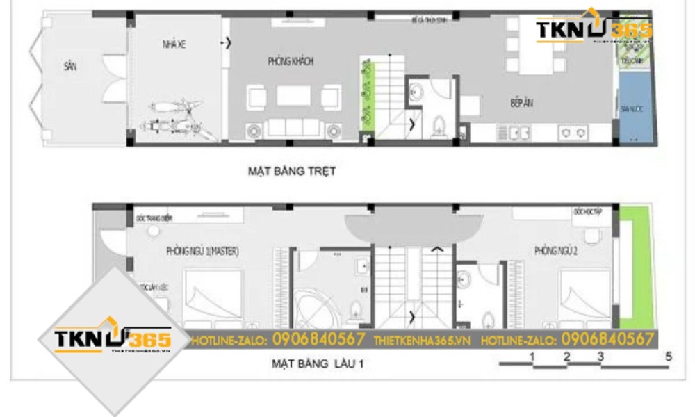 Bản vẽ thiết kế nhà phố 5x20 ấm cúng