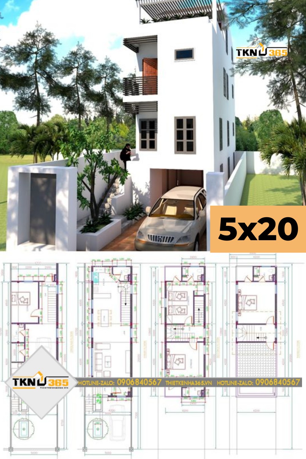 Nhà phố 5x20 thiết kế mặt tiền độc lạ