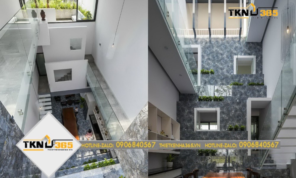 Khoảng thông tầng giữa các không gian trong nhà giúp tạo lối đi thông thoáng