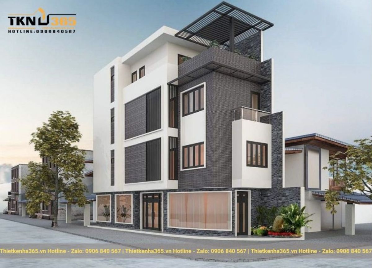 Mẫu thiết kế nhà 2 mặt tiền kinh doanh đẹp