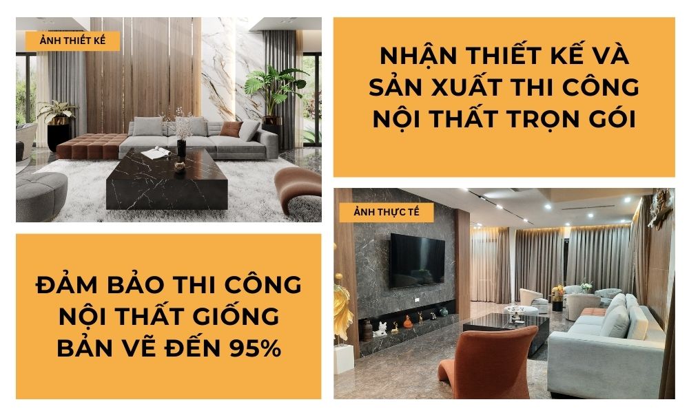 So sánh hình ảnh thiết kế - thực tế thi công