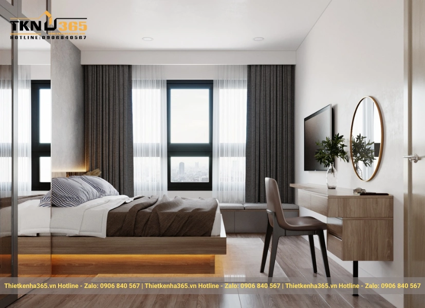 Phòng ngủ thiết kế nhà diện tích 5x15m