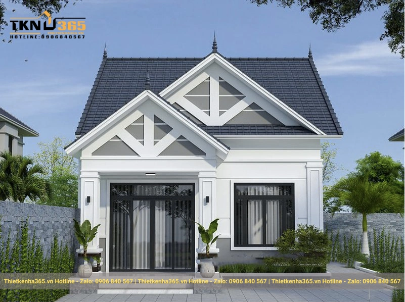 Mẫu nhà 1 tầng 5x15m đẹp mái thái