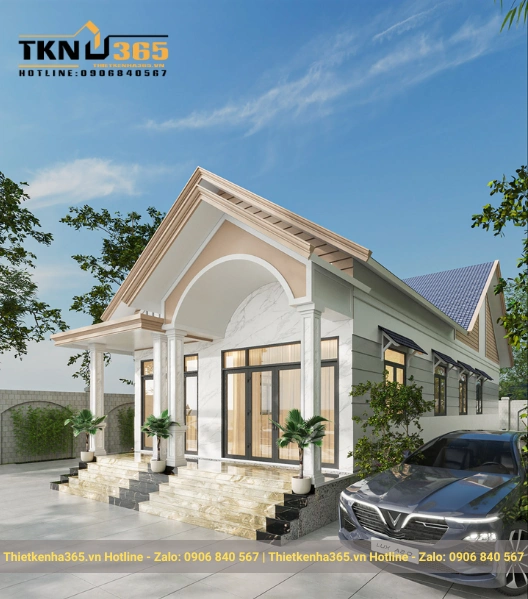 Mẫu thiết kế nhà đẹp 1 tầng 5x15m