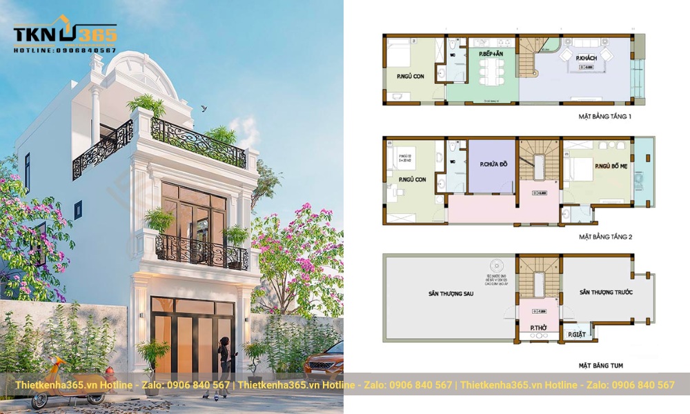 thiết kế nhà diện tích 60m2 kiến trúc cổ điển