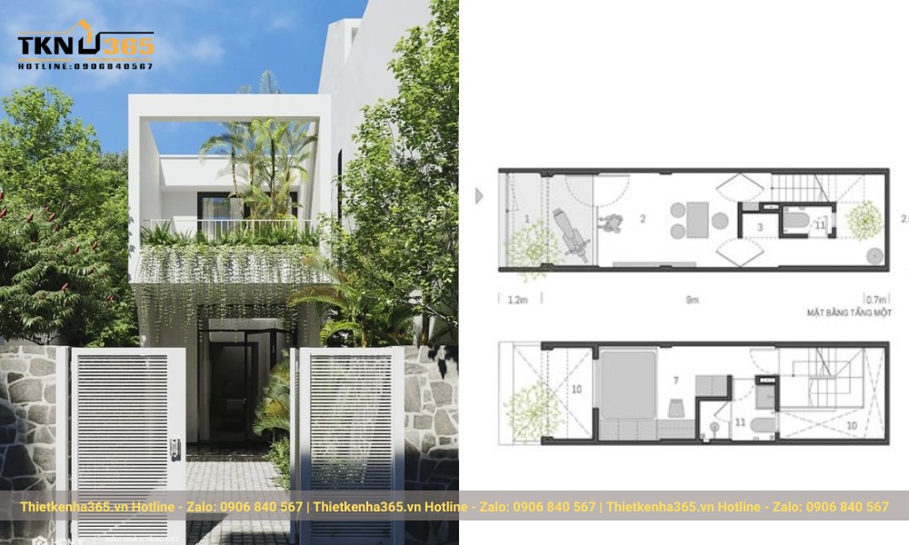 Mẫu nhà 60m2 với không gian xanh