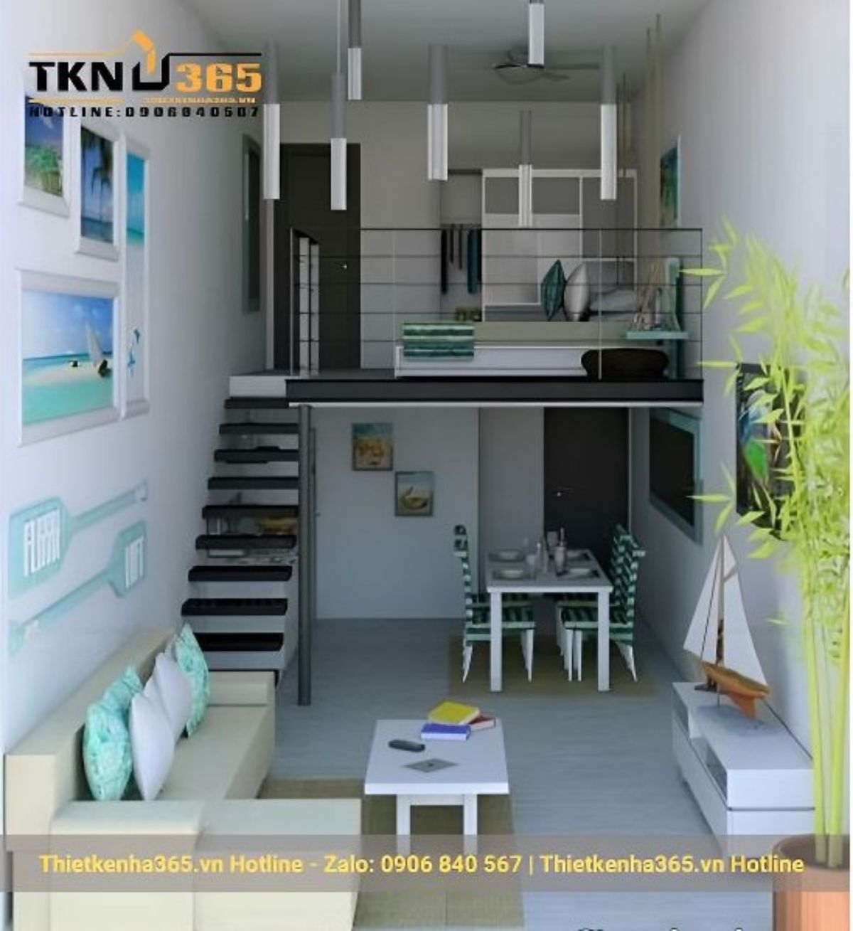 nội thất thiên nhiên mẫu thiết kế nhà 2 tầng có gác lửng