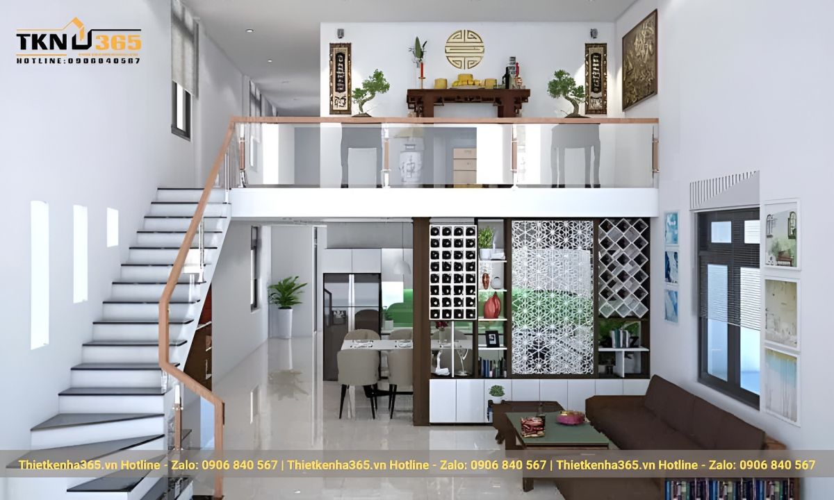 nội thất mẫu thiết kế nhà 2 tầng có gác lửng