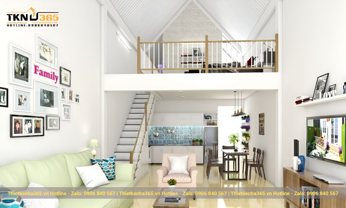 nội thất mẫu thiết kế nhà 2 tầng có gác lửng