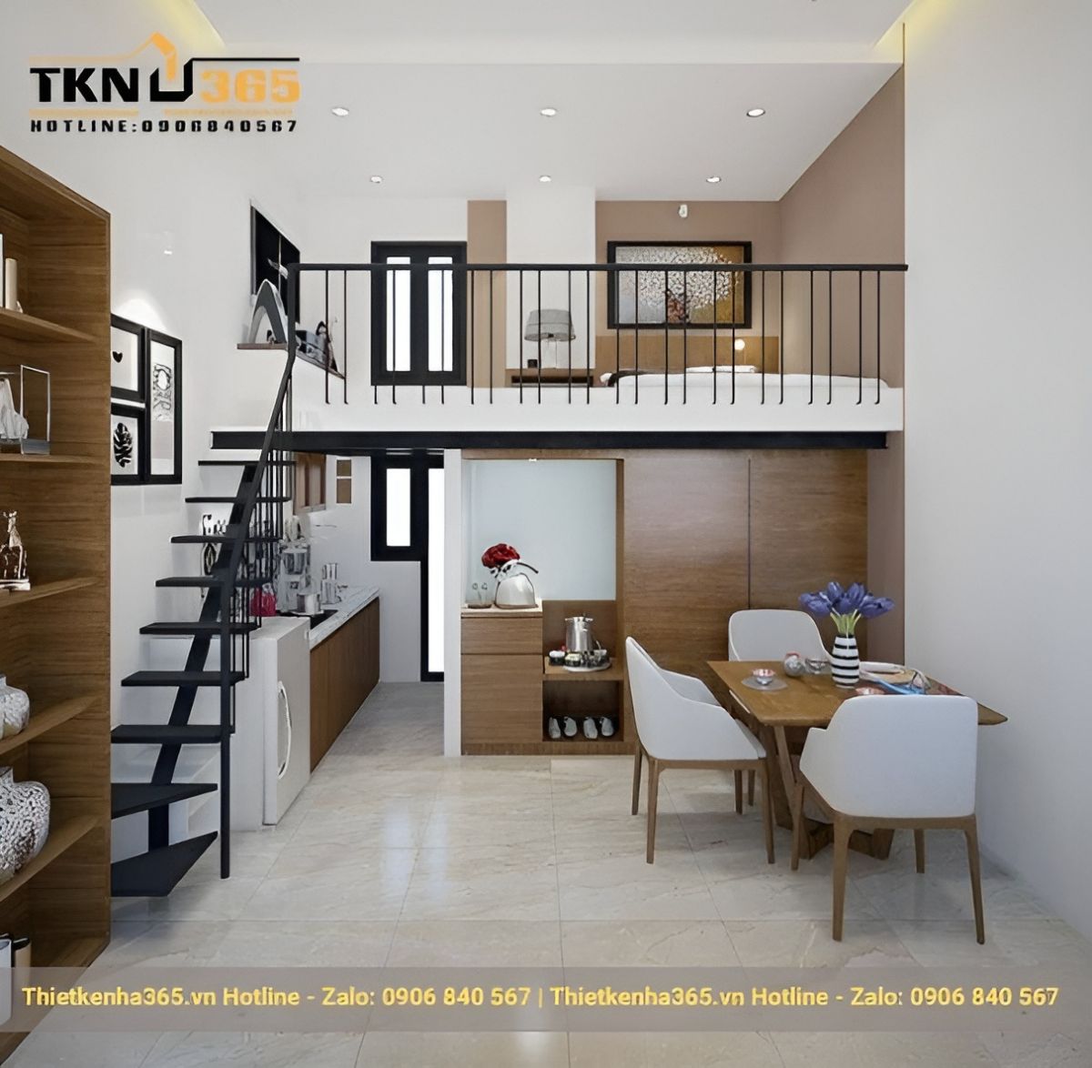 nội thất tối ưu mẫu thiết kế nhà 2 tầng có gác lửng