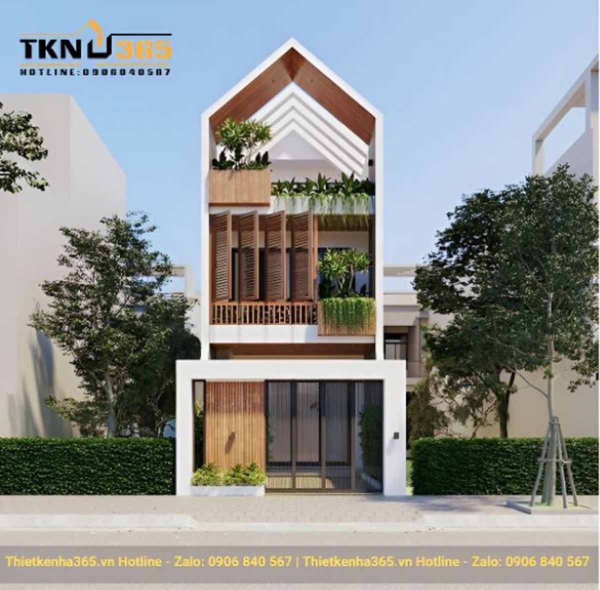 mẫu thiết kế nhà 2 tầng có gác lửng