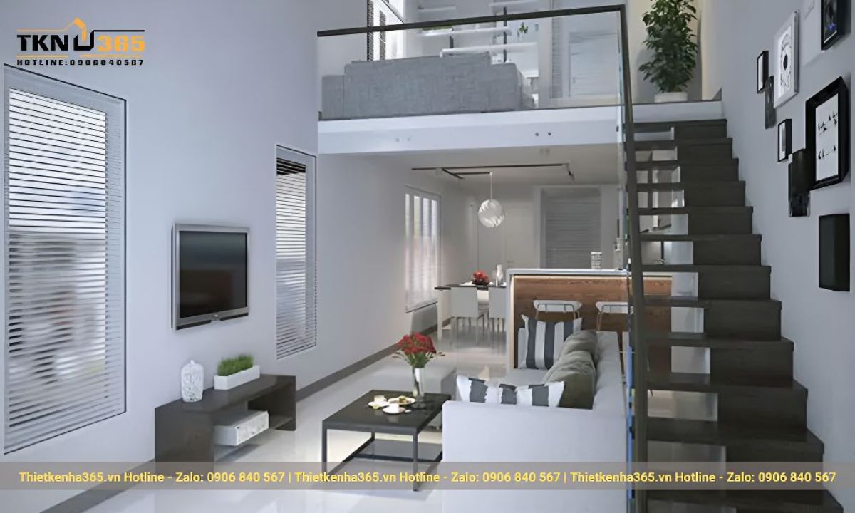 nội thất mẫu thiết kế nhà 2 tầng có gác lửng