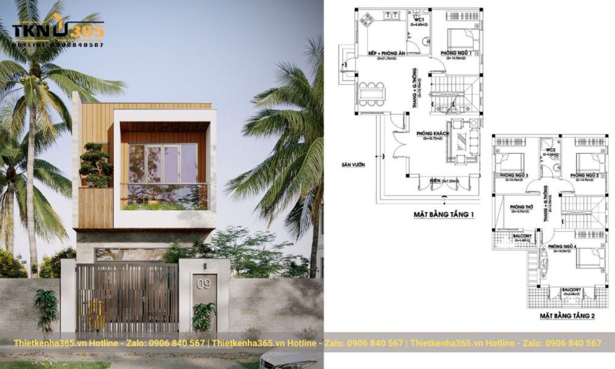 mẫu thiết kế nhà 2 tầng đẹp