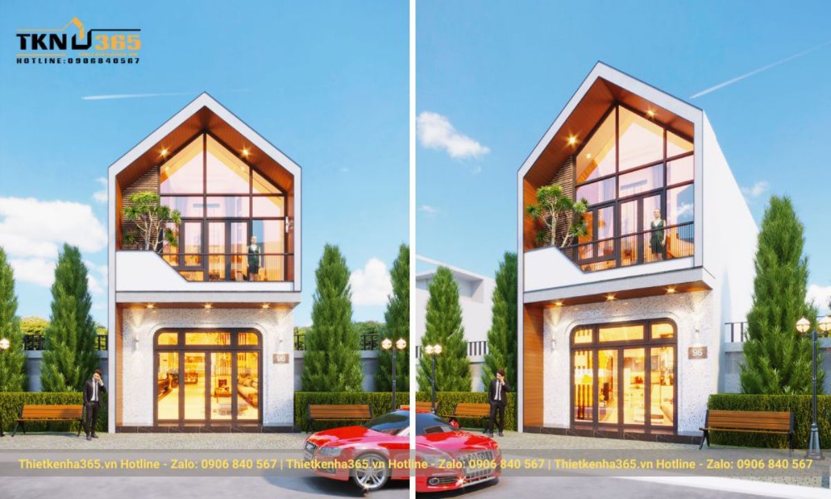 Mẫu nhà 2 tầng thiết kế phối màu ấn tượng