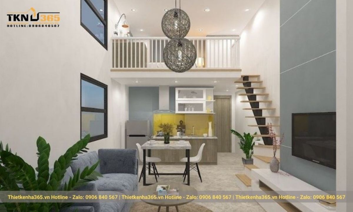 nội thất nhà cấp 4 có gác lửng